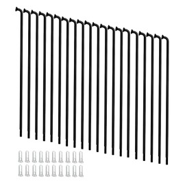 goucrro Bike Spokes Electric Bicycle E-Bike Tricycle Wheel 12G 2.5mm Steel 131mm-298mm with Copper Cap 20pcs(Black, 12G-298mm)