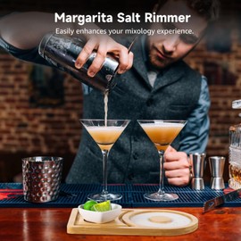 2 Pcs Margarita Salt Rimmers, Wooden Cocktail Salt Rimming Tools, Bartender Tool Kit, Fit Wide Glasses up to 4.7", Bowl Not Included, Ideal for Parties and Bars