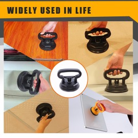 Amooca Glass Suction Cup Lifter Heavy Duty Tile Marble Suction Cup Vacuum Lifter with Handle for Granite Lifting & Window Replacement 70 lbs Load Capacity (2 Pack Orange Medium)