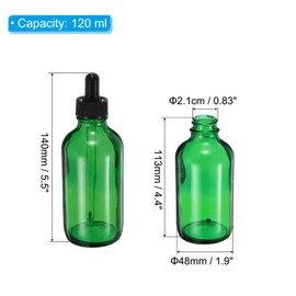 PATIKIL Glas-Tropfflasche, 120 ml, auslaufsicher, für ätherische Öle, Probenflüssigkeit, Parfümbehälter mit Augentropfen, 6 Etiketten für die Aufbewahrung, Zuhause, Reisen, Grün, 4 Stück