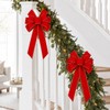 Large Red Velvet Christmas Bows with Gold Edge, 11.4 x