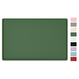 NPOOYI Silicone Art Mat for Crafts, 12" x 19" Waterproof Non-Slip Painting Mat for Kids with Raised Sides, Protects Surfaces Perfectly for Crafts, Legos, Slime, Resin, Paint & Jewelry-Making, Green