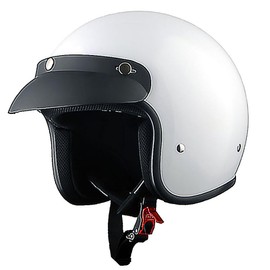 1Storm Motorcycle Open Face Helmet Mopeds Scooter Pilot Half Face Helmet with Peak Visor, HKY207 Glossy White