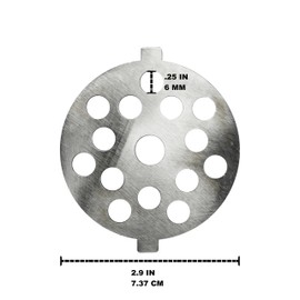 Univen .25" Coarse Plate Disc fits KitchenAid FGA Food Meat Grinder Chopper Attachment