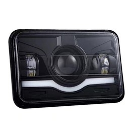 Acouto 4x6 Inch LED Headlights Assembly, 45W 9‑32V DC IP68 Waterproof White Red DRL High Low Beam Rectangular Turn Lamp Square Headlight for Off Road Vehicle ATV Boat Bus Truck