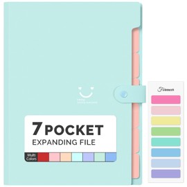 Fovencer Accordion File Organizer, Letter Size Expanding File Folder with 7 Pockets, Portable Document Paper Bill Organizer Folio with Labels, File Folders for Home College School Office Supplies,Jade