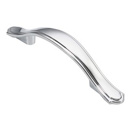 Alzassbg 10 Pack Polished Chrome Cabinet Pulls, 3 Inch(76mm) Hole Centers Cabinet Handles Arch Kitchen Hardware for Cabinets and Drawer AL3028CP