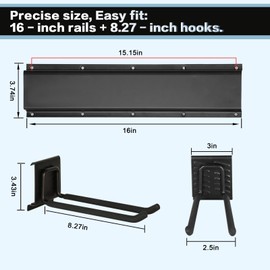 Zmiky ToolStorage Wall Mount 32in- 4 Heavy Duty Hooks,240lbs Capacity, Garage Organization & Storage Rack for Broom, Rake & Snow Equipment - Tool Organizer & Men’s Gift Choice