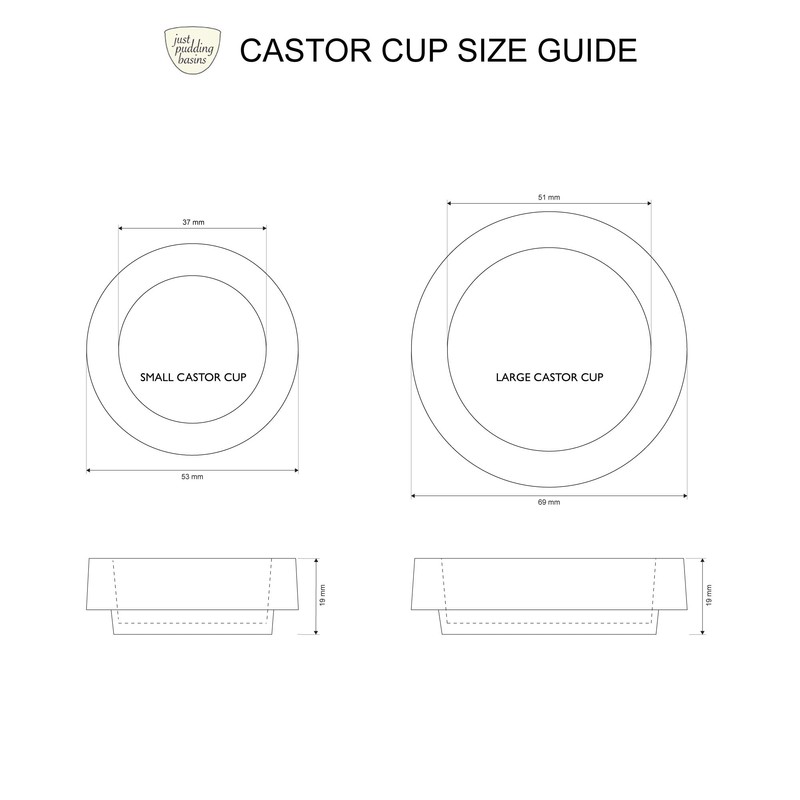 Light Grey Rubber Castor Cups 56mm Protect Wooden, Laminate, Tiled