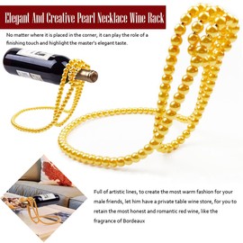 Pearl Necklace Shaped Floating Wine Bottle Holder, Creative Metal Chain Suspension Wine Rack, Magic Novelty Single Red Wine Bottle Stand for Bar&Home Decoration (Gold)