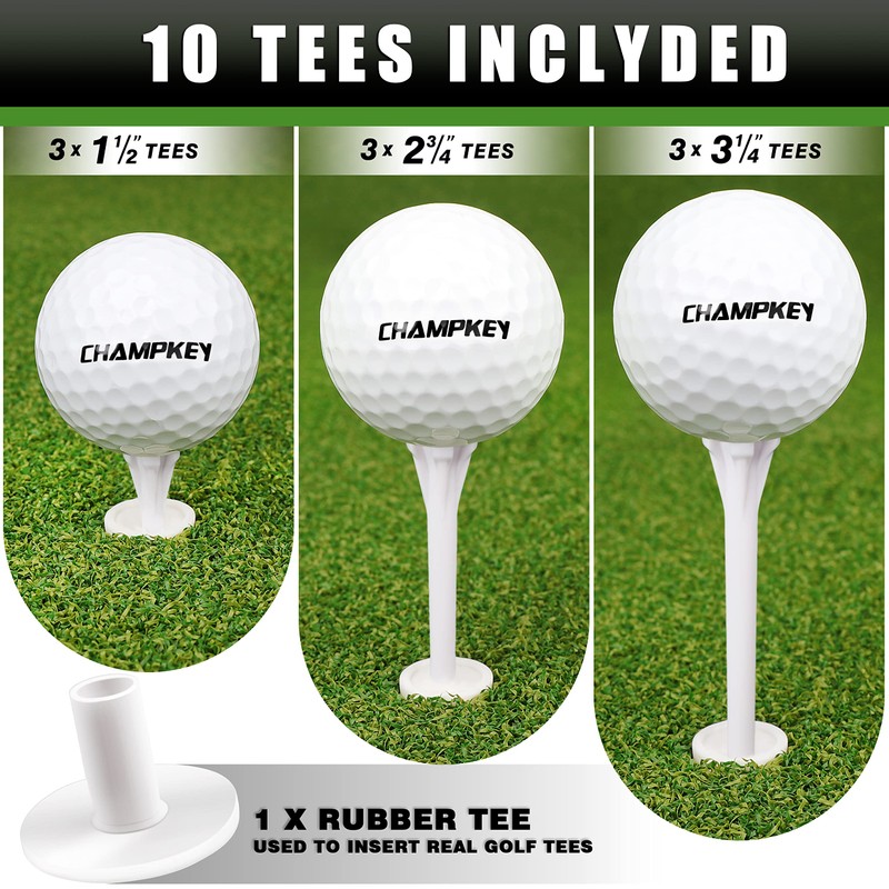 CHAMPKEY Dual-Turf Golf Hitting Mat | Come with 9 Golf