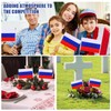 HSQCEZ 12Pcs Small Russia Flags on Wooden Stick Mini Russians