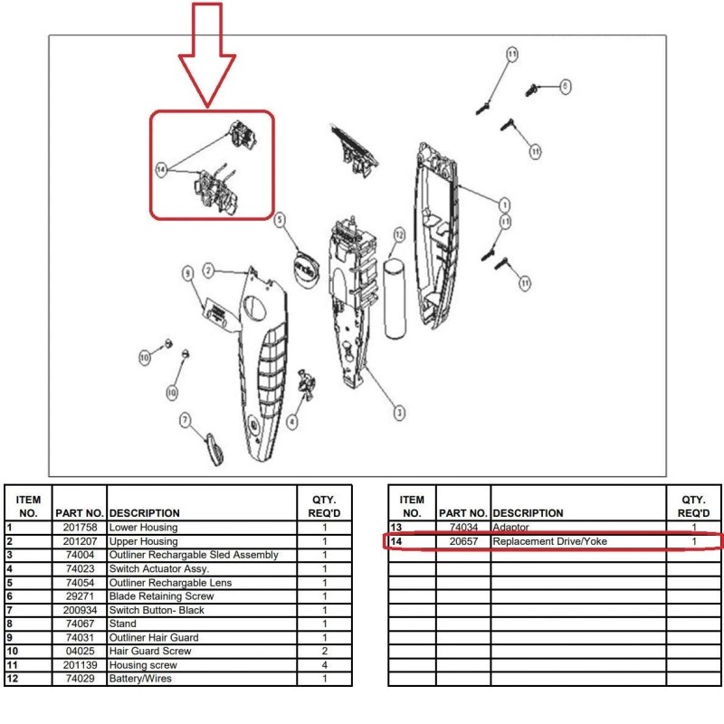 Andis Part Blade Drive & Bracket Assembly Fits Model ORL