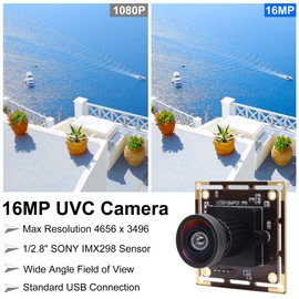 SVPRO 16MP Wide Angle USB Camera for Computer,USB Camera Module 1/2.8" CMOS IMX298 UVC 3D Printer Camera Video Webcam,USB Industrial Camera Module with 3.3ft/1m Cable