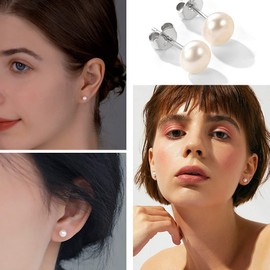 Pearl Studs Earrings Hypoallergenic Freshwater Pearl Earrings for Women 6mm Flat Backed Earrings
