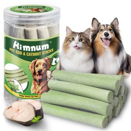Himnum Freeze Dried Cod Dog and Cat Treats, Natural Cod & Catmint Pet Chew Snacks Rich in Omega 3, Dog Training Treats for Teeth Cleaning, Healthy Tasty Treats for Pet, 3.52oz/100g