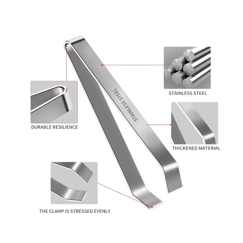 LVYKING 2 Pcs Fish Bone Tweezers, Stainless Steel Flat and