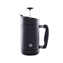 BruTrek BaseCamp Coffee Press - Double Wall Insulated Stainless Steel - Bru-Stop Technology, No Grounds in Coffee, No Spill Lid (Obsidian, 32 fl.oz)