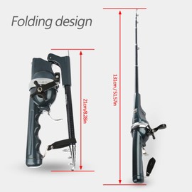 Fishing Rod with Reel, ABS Lightweight Plastic Folding Integrated Fishing Rod and Enclosed Reel Tackle Accessory for Travel Saltwater Freshwater Fishing