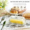 6.5'' Glass Butter Dish with Lid,Clear Classic Covered Butter Container