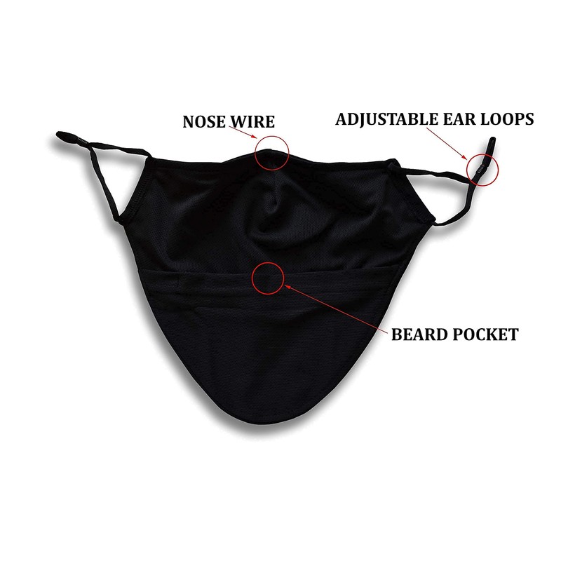 Men Large Beard Mask, Face Mask for Bearded Men, Reusable