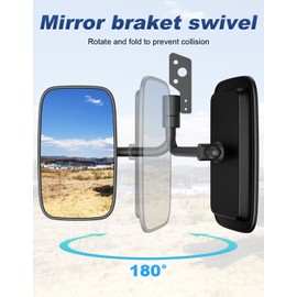 Kubota RTV Side Mirrors, 2-Pack Rearview Mirror Kit for Kubota RTV X1100C, Adjustable Convex Design, Easy-to-Install Door Hinge Mount