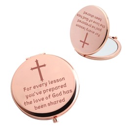 BAUNA Sunday School Teacher Pocket Mirror Love of God Shared Christian Teacher Travel Makeup Mirror Religious Teacher Appreciation Gift (Sunday School Teacher)