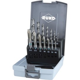Ruko 245048RO, Machine Tap Drill Bit Set, 14-Piece, HSS DIN 371 / 376