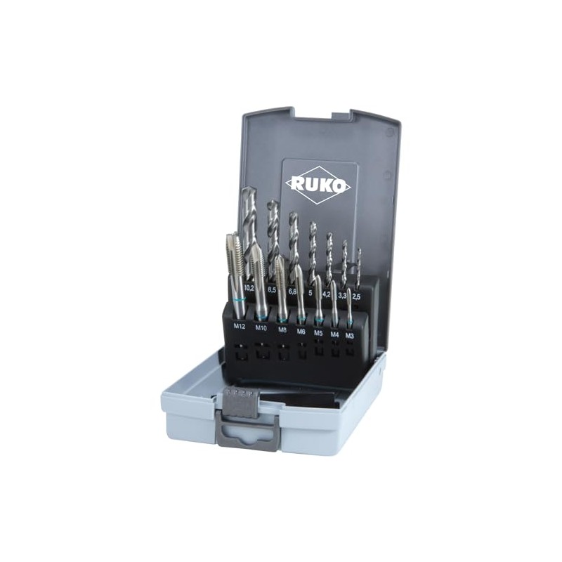 Ruko 245048RO, Machine Tap Drill Bit Set, 14-Piece, HSS DIN