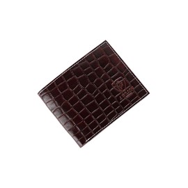 Designer "J Wilson" Real Genuine Mens Leather Wallet Crocodile Look with Gift Box (Dark Brown)