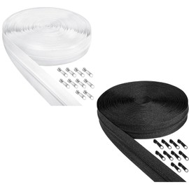 2 stück Endlosreißverschluss mit 20 Zipper Reisverschluss, Weiß und Schwarz, für Kleidung Tasche Mäppchen Bettwäsche