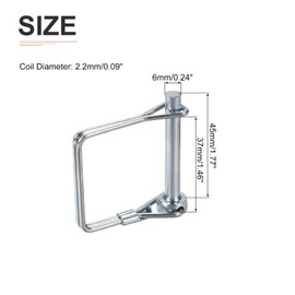 DTGN 6mm x 45mm (DxL) Axle Lock Pin for Agricultural Trailer Lawn Carbon Steel Square Trailer Coupler Pin Silver Tone