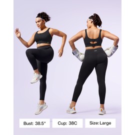 VFUS High Impact Adjustable Sports Bras for Women Zip Front Full Coverage Sports Bra Racerback Workout Bras (X-Large,Black)