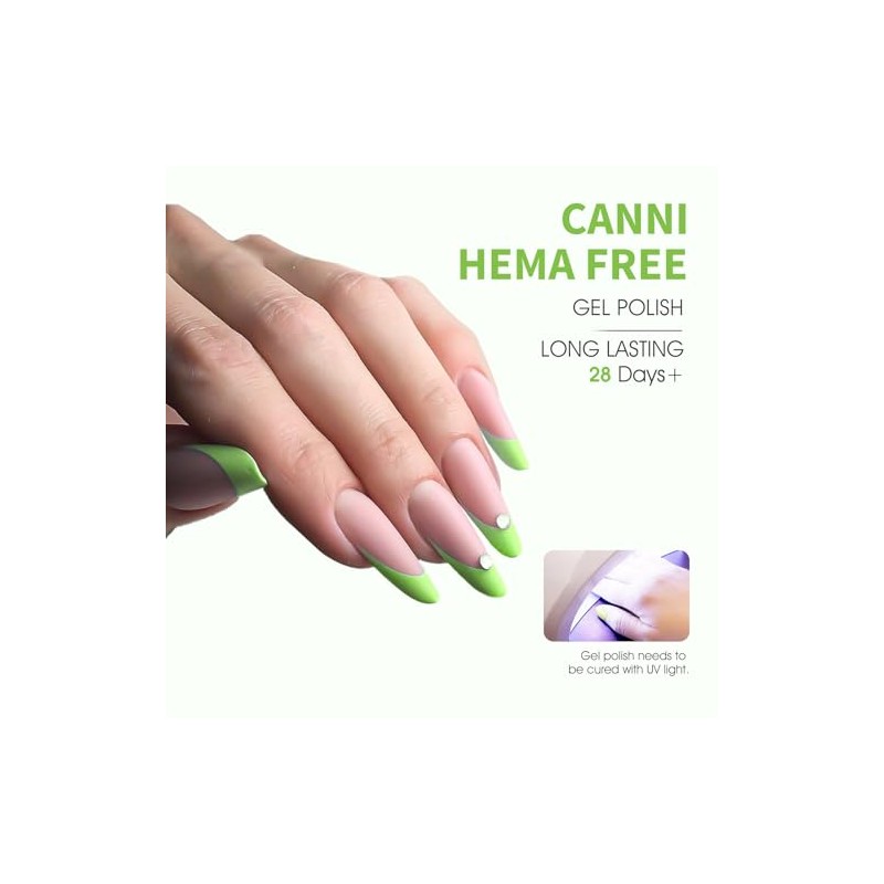 CANNI- Esmalte de uñas en gel verde lima pastel, 1