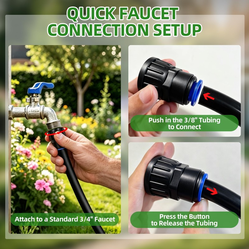 2 Pack Faucet Adapter 3/4" to 3/8" Quick Connect Drip