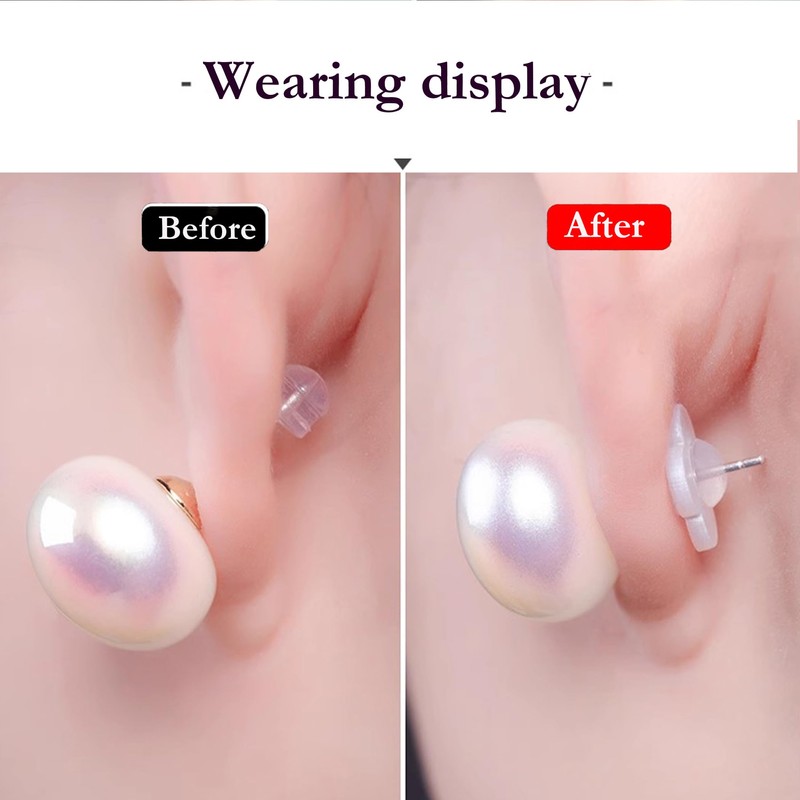 Comfortable Earring Backs Support for Droopy Ears, Hypoallergenic Rubber Lifter,