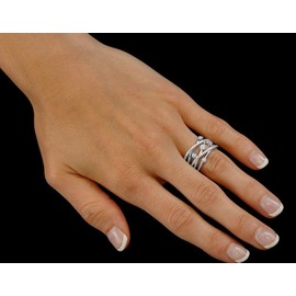 SILVEGO – MWR02936 – Women 925 Sterling Silver Ring Multi Row Ring with Cubic Zirconia
