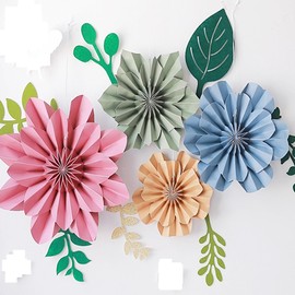 Paper Flower Decorations 3D Paper Floral Backdrop Decoration Party Paper Flowers with Leaves Wall Flowers Backdrop（Classic Set） for Wedding Bridal Shower Nursery Baby Shower School Classroom Decor