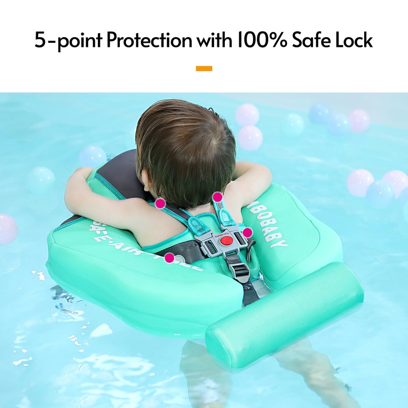 Non-Inflatable Baby Float with Tail Float Canopy Infant Lying Swimming