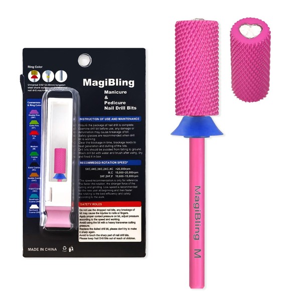 MagiBling Pink Blossom Large Barrel Tungsten Carbide Nail Drill Bits,
