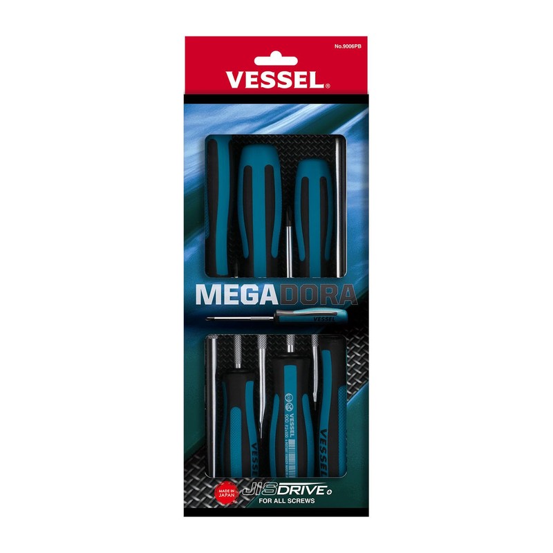 VESSEL MEGADORA Screwdriver Set 6pcs. 9006PB (Paper Box)