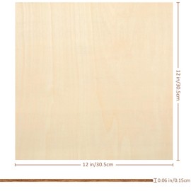 Blisstime 12 Pack 1/16 Basswood Sheets 12 x 12 Inch, 1.5mm Thin Plywood Sheets Balsa Wood Squares for Crafts, Unfinished Wood Blanks for Laser Cutting, Engraving, Wood Burning, Painting