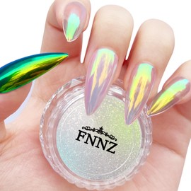 FNNZ Unicorn Chrome Nail Powder, Aurora Unichrome Mermaid Aurora Nail Powder Pigment Pearlescent Nail Art Glitter Decoration for Home DIY Nail Salon Manicure - Summer Firefly