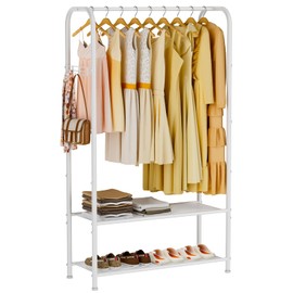 Golpart Clothes Garment Coat Rack Drying Clothing Racks Metal Freestanding for Hanging Clothes Portable Closet for Laundry Bedroom White