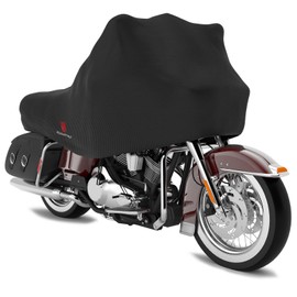 Rosefray 420D Motorcycle Half Cover - Outdoor Waterproof All Weather Protection Lightweight Half Cover with Storage Bag,Black XL Size for Most Full Dress Touring Cruiser