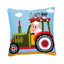Vervaco Tractor 1 Cross Stitch Cushion, Multi-Colour by Vervaco