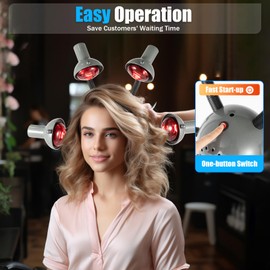 5 Head Infrared Hair Color Processor, 750W 110V Salon Standing Hair Dryer with Wheels, Hair Processor Color Processor Styling Perming Dryer, Temperature/Height Adjustment