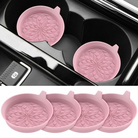 ME.FAN Car Cup Coasters [4 Pack] Silicone Car Coasters/Automotive Cup Mats - Universal Non-Slip Recessed Car Interior Accessories - Car Cup Holder Insert Coasters Dusty Rose