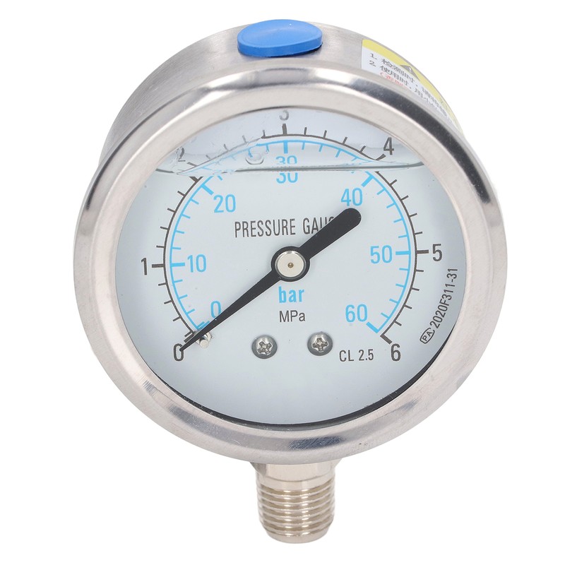 Pressure Gauge Stainless Steel Vibration Resistant Oil Manometer 1/4in NPT