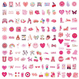 120pcs Pink Preppy Stickers,Cute Waterproof Stickers Pink Girly Stickers Pack Kindle Stickers Preppy Party Stickers DIY Decal Kawaii Stickers Aesthetic for Students Teens Girl